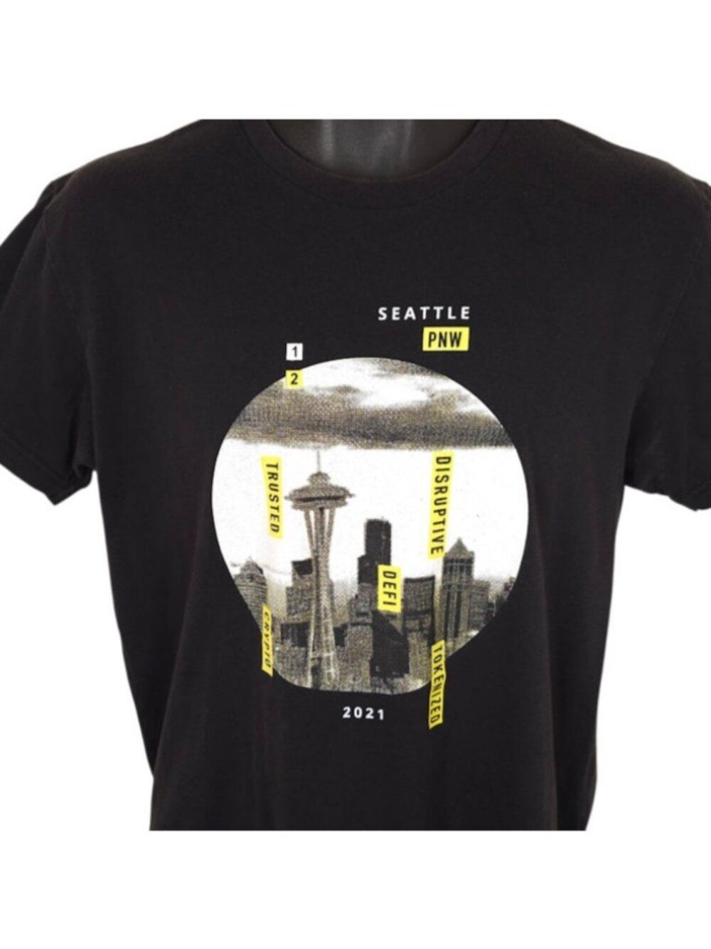Seattle T Shirt Mens Size Medium Black Crypto Defi Taxbit Digital Economy